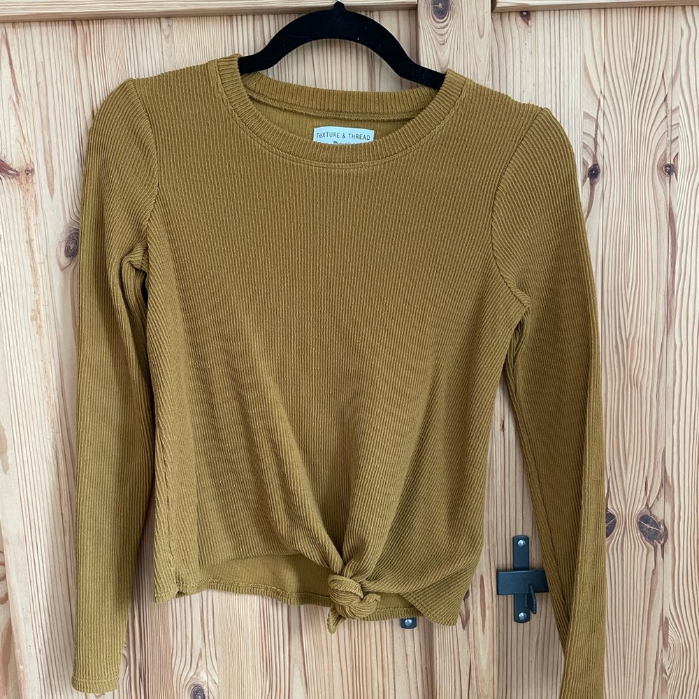 Madewell L/S Ribbed tie-front top